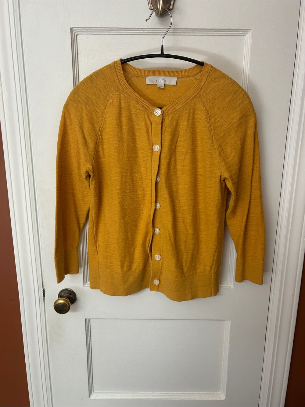 LOFT Mustard Yellow Button-Front Women's Cardigan